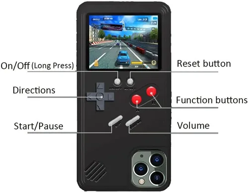 Vista 3 de Funda Gameboy para iPhone 14 Pro Max, funda de consola de juegos jugable integrada de 36 juegos, funda de teléfono retro para videojuegos, funda