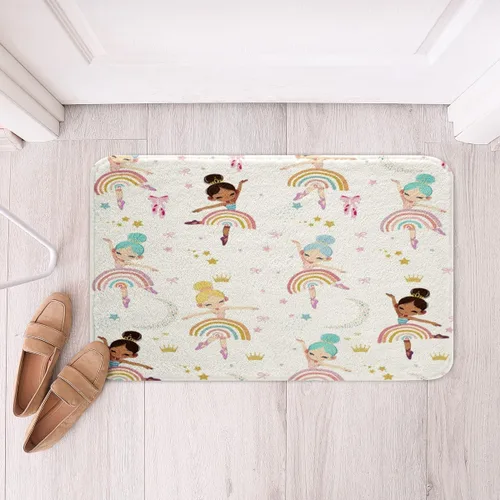 Vista 7 de Alfombras de baño de bailarina para niños, diseño de estrellas y corazones con notas musicales, decoración de habitación de niñas y mujeres