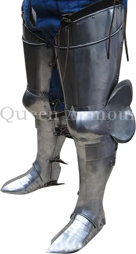 Vista 2 de Medieval Conjunto completo de piernas estilo Milán Pierna alemán gótico placa piernas alemán gladiador burgonet casco europeo Hervidor odio vikingo