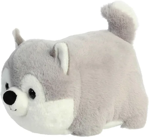 Vista 5 de Aurora Adorable animal de peluche Spudsters Haze Husky – Forma redonda que hace que los abrazos reconfortantes – Perfecto para niños de todas