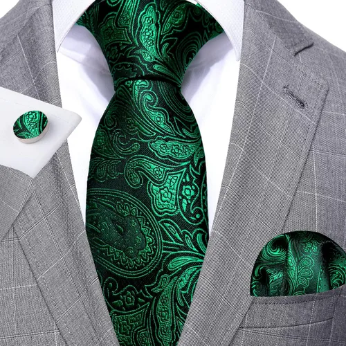 Vista 67 de Barry.Wang - Juego de corbata de seda para hombre, diseño de cachemira, pañuelo y gemelos de bolsillo