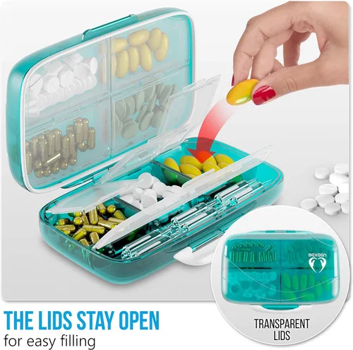 Vista 3 de Organizador de píldoras hermético, dispensador de píldoras grande para el hogar, soporte de suplemento de viaje para el hogar, clasificador