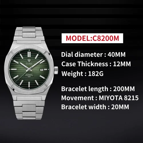 Vista 3 de CADISEN Reloj mecánico automático para hombre relojes casuales para hombre zafiro impermeable