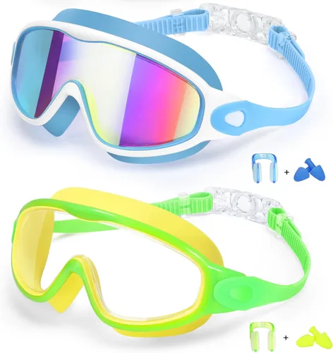 Vista 10 de EverSport Paquete de 2 gafas de natación para niños, gafas de natación antivaho para niñas y niños de 3 a 15 años