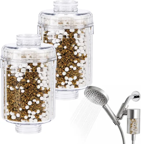 Vista 8 de Paquete de 2 filtros de ducha de repuesto para AquaBliss, Eskiin para 2 Pack blanco
