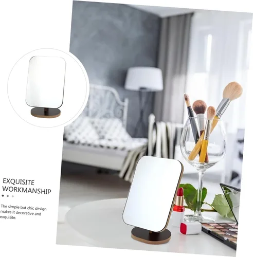 Vista 5 de FOMIYES Mesa de maquillaje portátil Espejo giratorio Vanidad de escritorio Espejo cosmético simple de madera