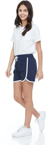Vista 3 de Pink Angel 4 piezas de pantalones cortos de delfín para niñas, correr, gimnasio, entrenamiento, pantalones cortos para niños, ropa deportiva