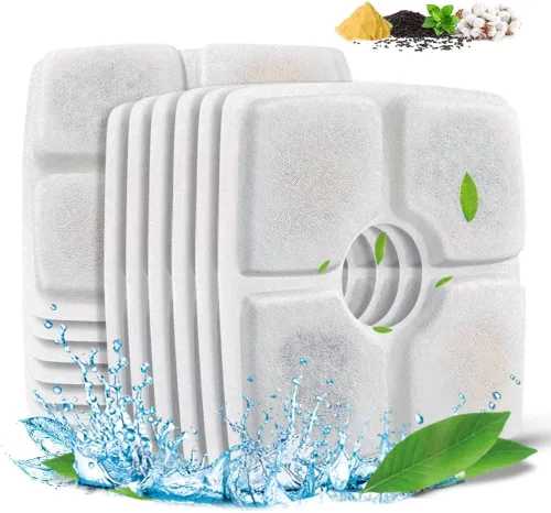 Vista 9 de Comsmart Juego de filtros de fuente para mascotas, 3 filtros de fuente de agua de repuesto para gatos con sistema de filtración triple para fuente