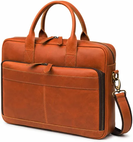 Vista 14 de Maletín de piel de 18 pulgadas para ordenador portátil, bolsas de mensajero para hombres y mujeres, la mejor bolsa de oficina, escuela, universidad