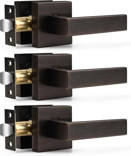 Vista 25 de Probrico Palanca de Paso Interior Negro Mate, Manija de Puerta de Pasillo y Armario sin Llave de Servicio Pesado, Herrajes de Interior Resistentes