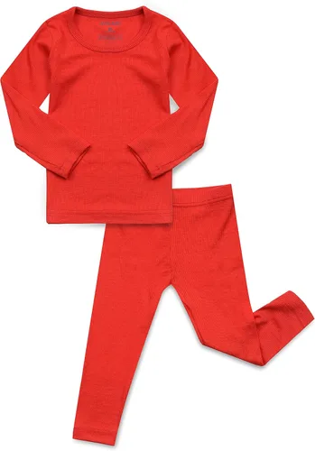 Vista 34 de AVAUMA Conjunto de pijama para bebés, niños y niñas, ajuste ceñido, con nervaduras, ropa de dormir para el estilo de vida diario Negro/Azul