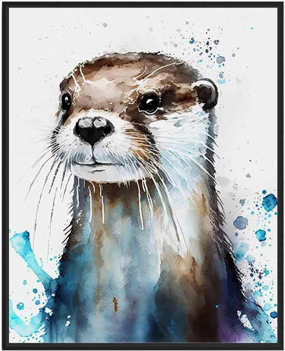 Vista 9 de WIldlife - Póster impreso de pez pescador, impresiones abstractas de animales de acuarela, obras de arte de naturaleza para sala de estar