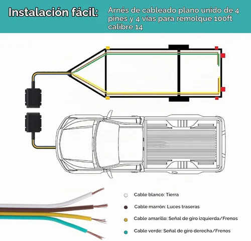 Vista 2 de Kit de arnés de cableado de remolque de 100 pies, calibre 14, 4 vías