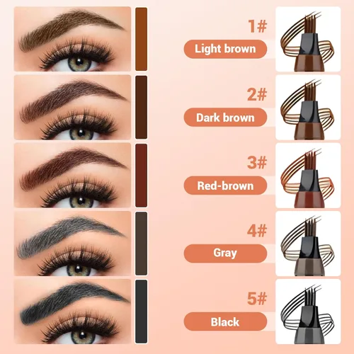 Vista 5 de Plumas de cejas para microblading para mujeres, lápiz de cejas impermeable 3D actualizado 2025, lápiz de cejas de larga duración con 4 puntas tipo