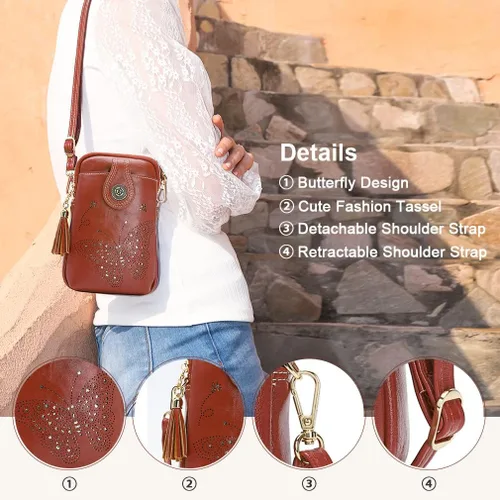 Vista 6 de APHISON Mini Cell Phone Purse, Leather Small Crossbody Bags for Women, Lightweight Cute Purses for teen girls