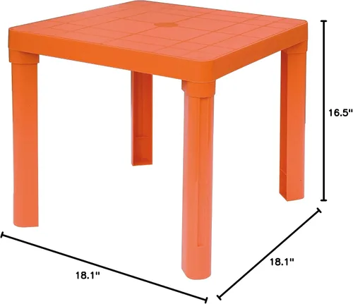 Vista 2 de Baby Lulu Mesa de juego ligera de polietileno para niños, 18.1 x 18.1 pulgadas, almacenable, fabricada en Italia, color naranja