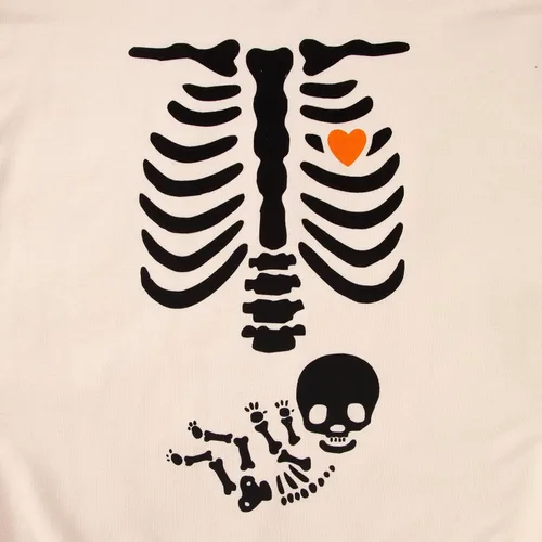 Vista 6 de Sudadera de esqueleto de rayos X para mujer, sudadera de maternidad de Halloween, cuello redondo, sin botones, para anuncio de embarazo
