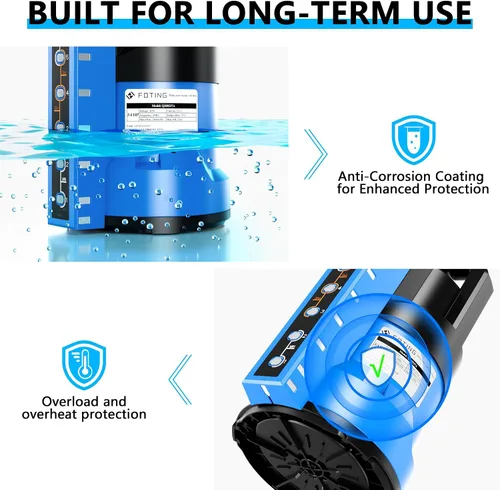 Vista 6 de FOTING Bomba de sumidero 3/4HP Bomba de agua sumergible automática de 4 modos, 2400 GPH termoplástica eléctrica portátil bomba de agua