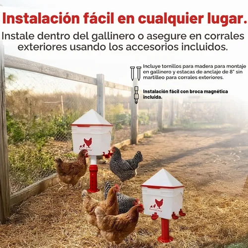 Vista 4 de Regadera de pollo de 2 galones, configuración horizontal del bebedero