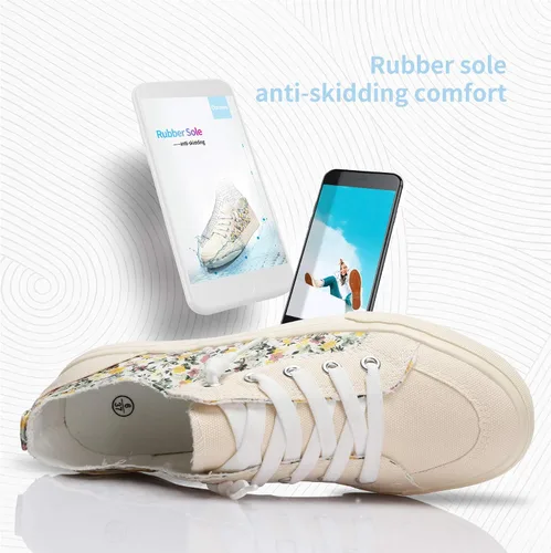 Vista 4 de Obtaom Play - Tenis de lona para mujer, color blanco deslavado y estampado de leopardo, sin cordones, a la moda