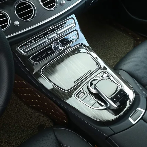 Vista 3 de YIWANG Adhesivos ABS de grano de madera negra para consola central de engranajes, marco de marco, 2 unidades para Mercedes Benz Clase E W213