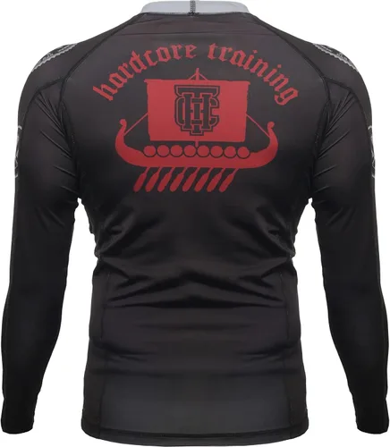Vista 2 de Hardcore Training Camiseta de compresión para hombre, manga larga, Jiu Jitsu, MMA No-Gi, BJJ apretada, capa base de combate