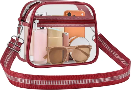 Vista 11 de Bolsa transparente para eventos de estadio, bolsa transparente para mujer, bolsa cruzada, correa de hombro ajustable para conciertos, deportes