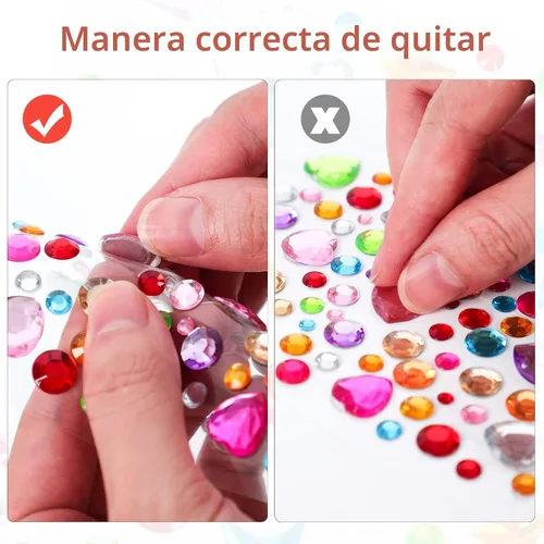 Vista 5 de 880 piezas de pegatinas de gemas con diamantes de imitación para manualidades - Pegatinas autoadhesivas de joyas, pegatinas de gemas acrílicas