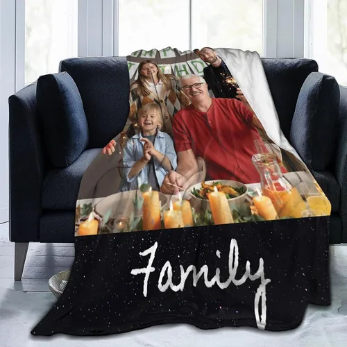 Vista 2 de Manta personalizada con collage de fotos, texto, mantas con imágenes personalizadas, regalos para cumpleaños, para madres, papás, manta de fotos