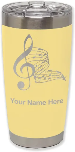 Vista 39 de LaserGram Vaso aislado al vacío de 20 onzas, notas musicales, grabado personalizado incluido (negro)