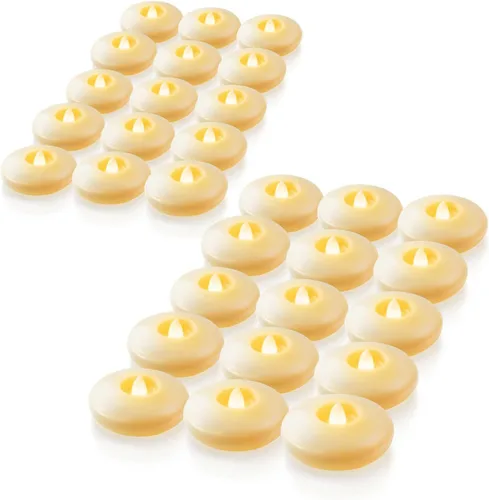 Vista 8 de Homemory Paquete de 6 velas flotantes LED sin llama de 3", 200 horas de duración con pilas, luces de té parpadeantes impermeables para jarrones