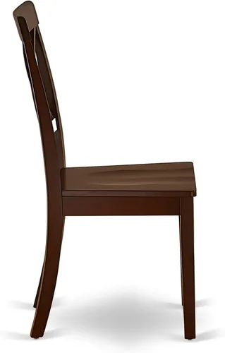 Vista 8 de East West Furniture ANBO5-MAH-W - Juego de comedor de 5 piezas para 4 personas, incluye una mesa de cocina redonda con pedestal y 4 sillas