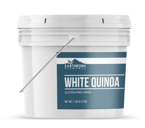 Vista 3 de Earthborn Elements Quinoa blanca, 1 galón, sin gluten, cruda, vegana, empaquetada en un cubo resellable