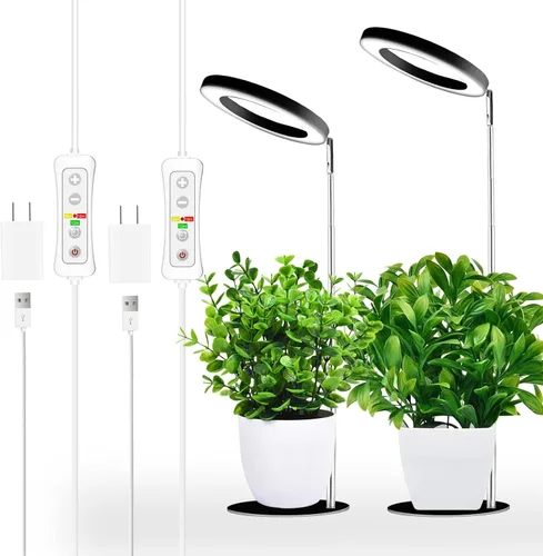 Vista 8 de yadoker 72 LEDs Luz de cultivo de plantas para plantas de interior, Luz de escritorio de aluminio con grano de madera de nogal LED, Altura