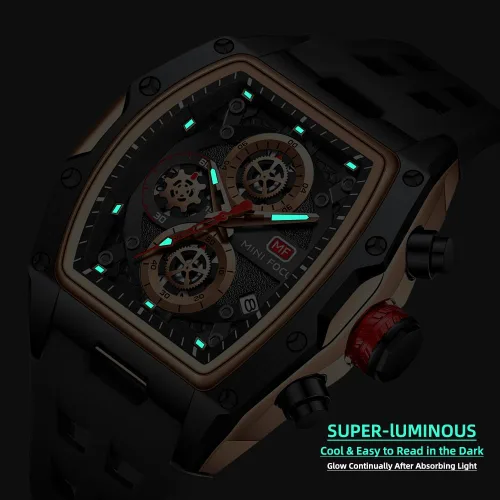 Vista 4 de Relojes de pulsera casuales únicos (cronógrafoimpermeableluminosocalendario) relojes de moda de banda de silicona para hombres