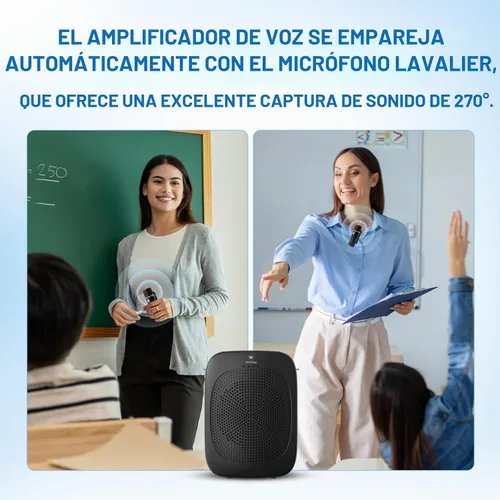 Vista 6 de Amplificador de voz Bluetooth con micrófono inalámbrico de solapa Lavalier