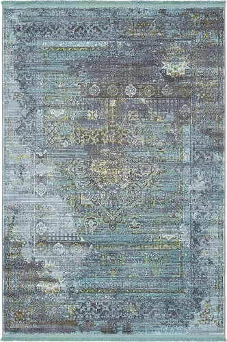 Vista 11 de Unique Loom Baracoa Collection - Alfombra Castro (2 pies 2 pulgadas x 3 pies, turquesa/marfil)
