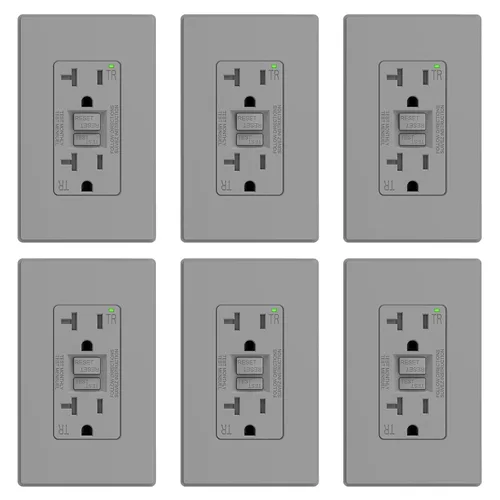 Vista 46 de ELEGRP Toma GFCI de 15 amperios, toma eléctrica GFI de autoprueba con diseño más delgado, receptáculo GFCI resistente a manipulaciones TR