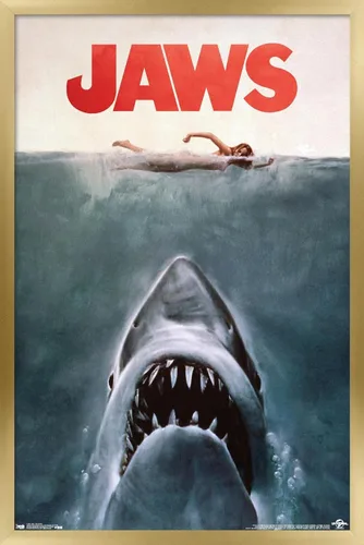 Vista 9 de Trends International Jaws - Póster de pared de una hoja, 14.725 x 22.375 pulgadas, versión con marco de madera tipo granero