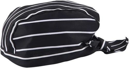 Vista 8 de 2 piezas Unisex Cocina Catering Chef Skull Cap Tie Back Pirate Hat Headwrap, Como se describe