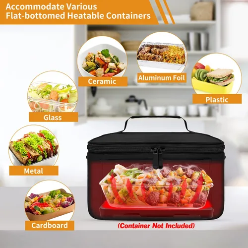 Vista 6 de Aotto Caja de Almuerzo Eléctrica Portátil con Horno - Calentador de Alimentos de 80W, Lonchera Calentada para Adultos, Trabajo, Viaje, Cocina