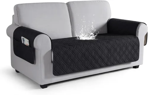 Vista 31 de VANSOFY Funda para Sofá, Fundas de Sofá Impermeables Lavables Forro Protector de Muebles Fundas de Asiento de Sofá Antideslizantes para Perros, Negro