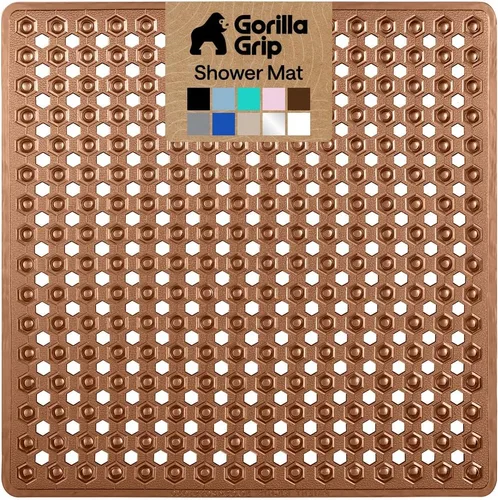 Vista 11 de GORILLA GRIP - Alfombrilla patentada cuadrada para cabina de ducha, alfombrillas pequeñas para el piso de la bañera para duchas de pie, ventosas