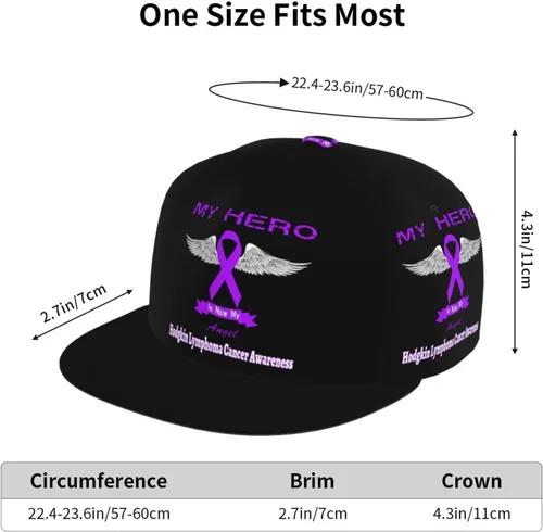 Vista 2 de My Hero is Now My Angel Hodgkin Lymphoma Cancer Awareness Baseball Cap Four-Sided Printing Flat Bill Brim Cool Hip Hop Trucker Hat Men Women