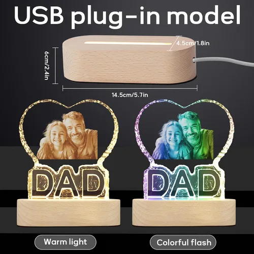 Vista 5 de Foto de cristal 3D personalizada, marco de fotos personalizado con luz nocturna de cristal 3D, el mejor regalo para parejas, amor, mujeres, hombres
