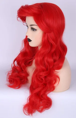 Vista 3 de Topcosplay Peluca Ariel para adultos, disfraz de Halloween, peluca de cosplay larga y rizada
