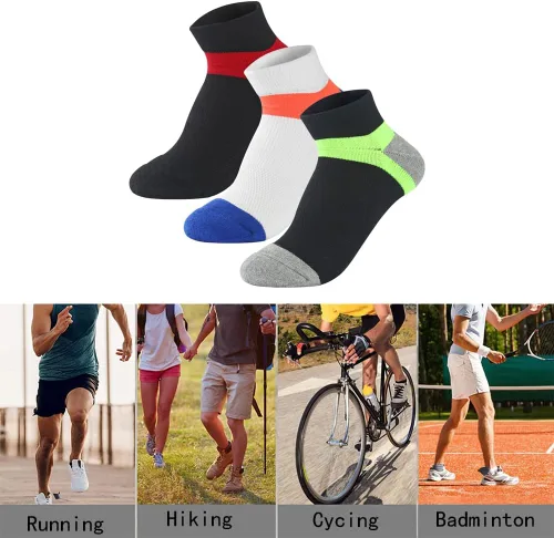 Vista 7 de 3 Pairs Men Compression Socks Thicken Ventilation Sweat-absorbent Support for Badminton Athletic Running Cycling