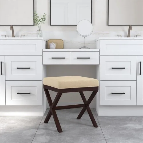 Vista 2 de Hillsdale Morgan - Taburete tapizado sin espalda para sala de maquillaje o baño, color espresso