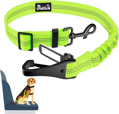 Vista 21 de SlowTon Cinturón de seguridad para perro, correa de cinturón de seguridad ajustable para perro, 2 en 1, cinturón de seguridad para perro