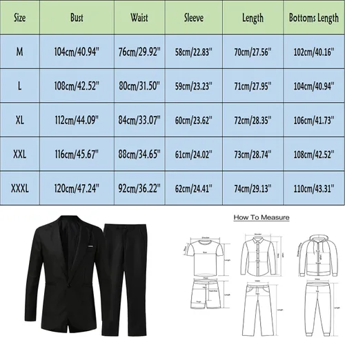 Vista 3 de Conjunto de traje ajustado de 2 piezas para hombre, talla grande, chaqueta de 2 botones y pantalones de vestir sólidos para negocios, boda, fiesta